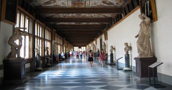 Florence, Accademia and Uffizi Gallery from Rome